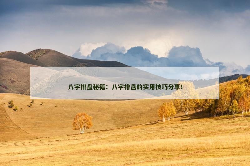八字排盘秘籍:八字排盘的实用技巧分享!
