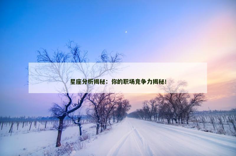 星座分析揭秘:你的职场竞争力揭秘!