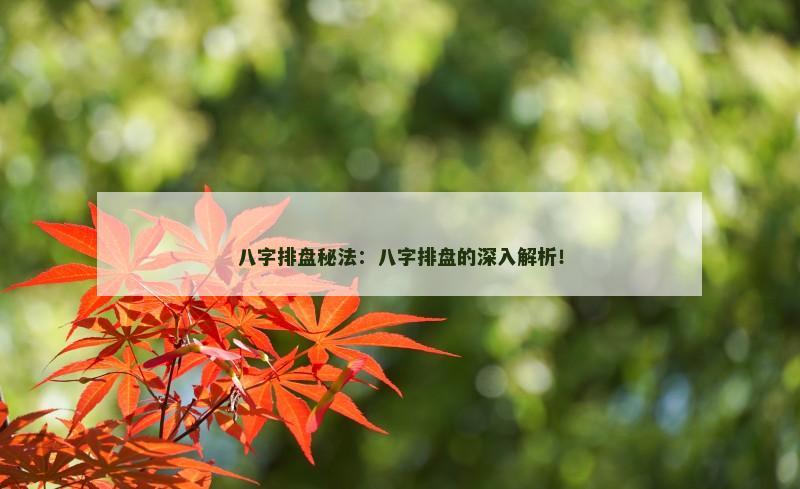 八字排盘秘法：八字排盘的深入解析！