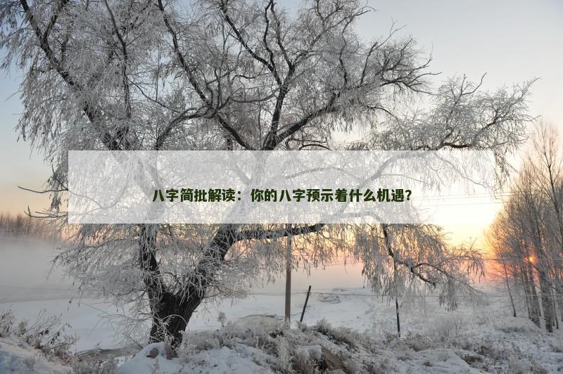 八字简批解读：你的八字预示着什么机遇？