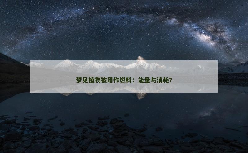 梦见植物被用作燃料:能量与消耗?
