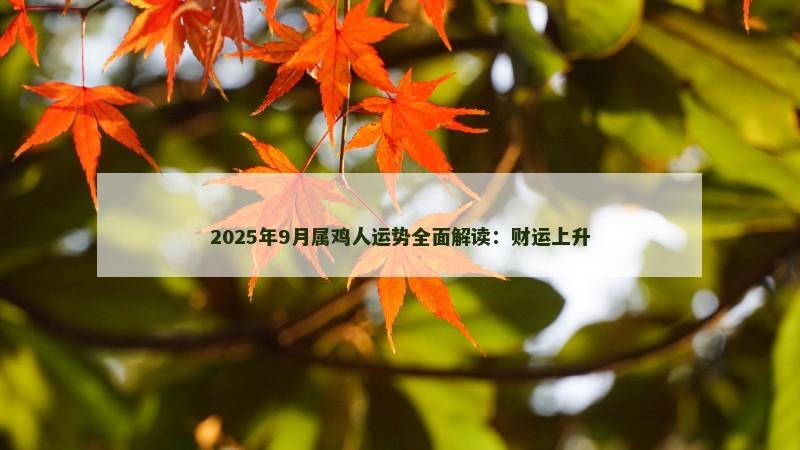 2025年9月属鸡人运势全面解读:财运上升