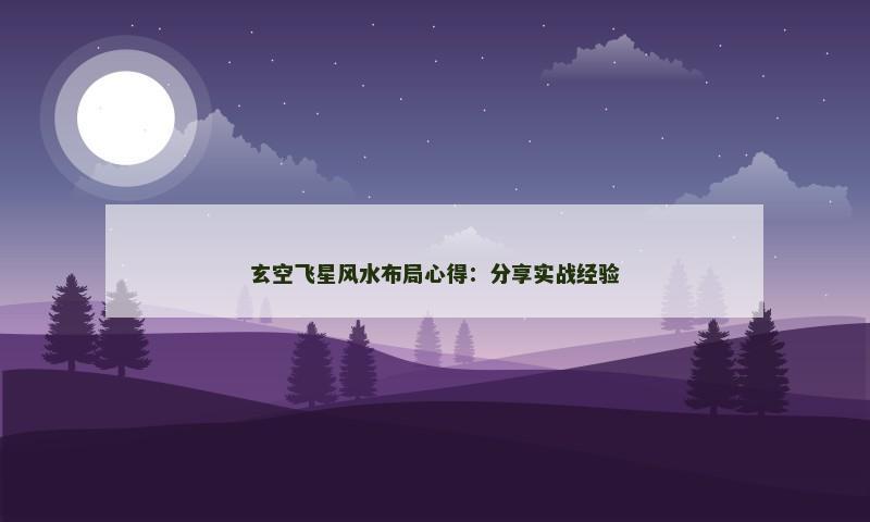 玄空飞星风水布局心得:分享实战经验