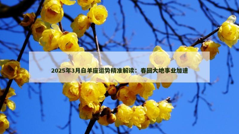 2025年3月白羊座运势精准解读：春回大地事业加速