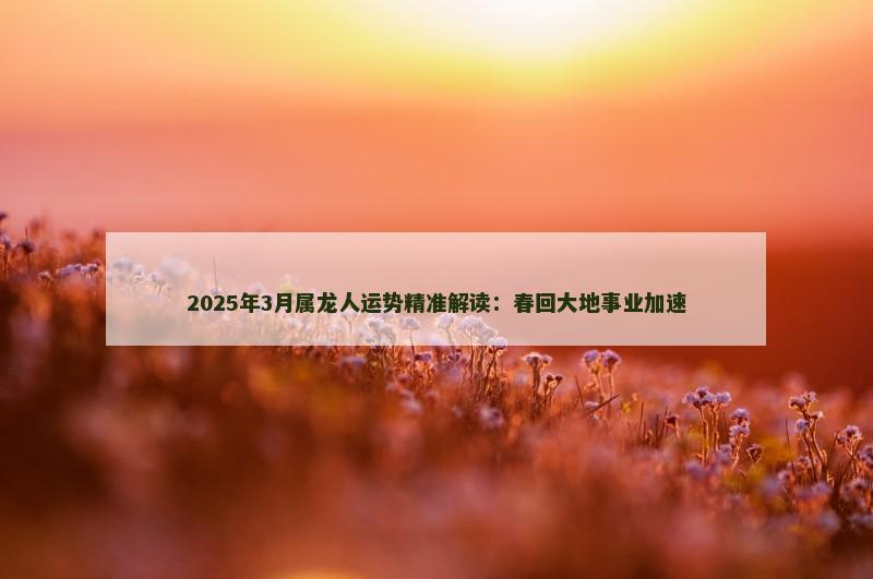 2025年3月属龙人运势精准解读：春回大地事业加速