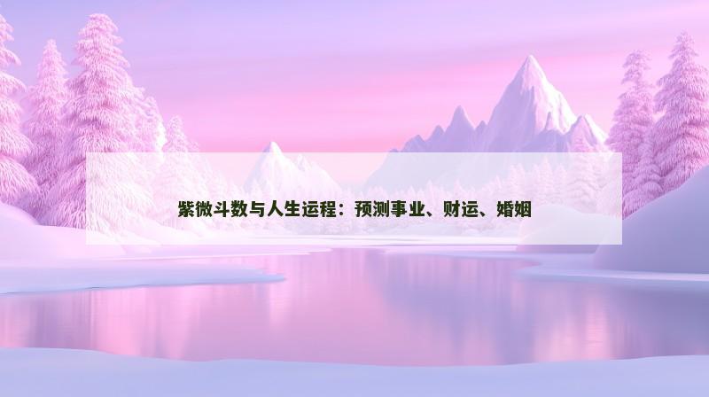 紫微斗数与人生运程:预测事业、财运、婚姻